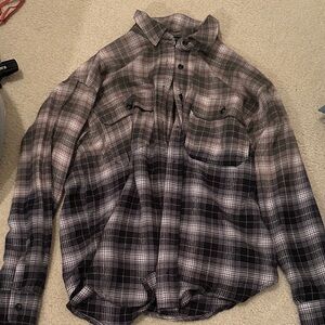 Forever 21 Black and Gray Plaid Long Sleeve Top